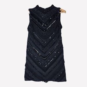 Authentic. Dolce & Gabbana Midnight Sequin Chevron Mini Dress
